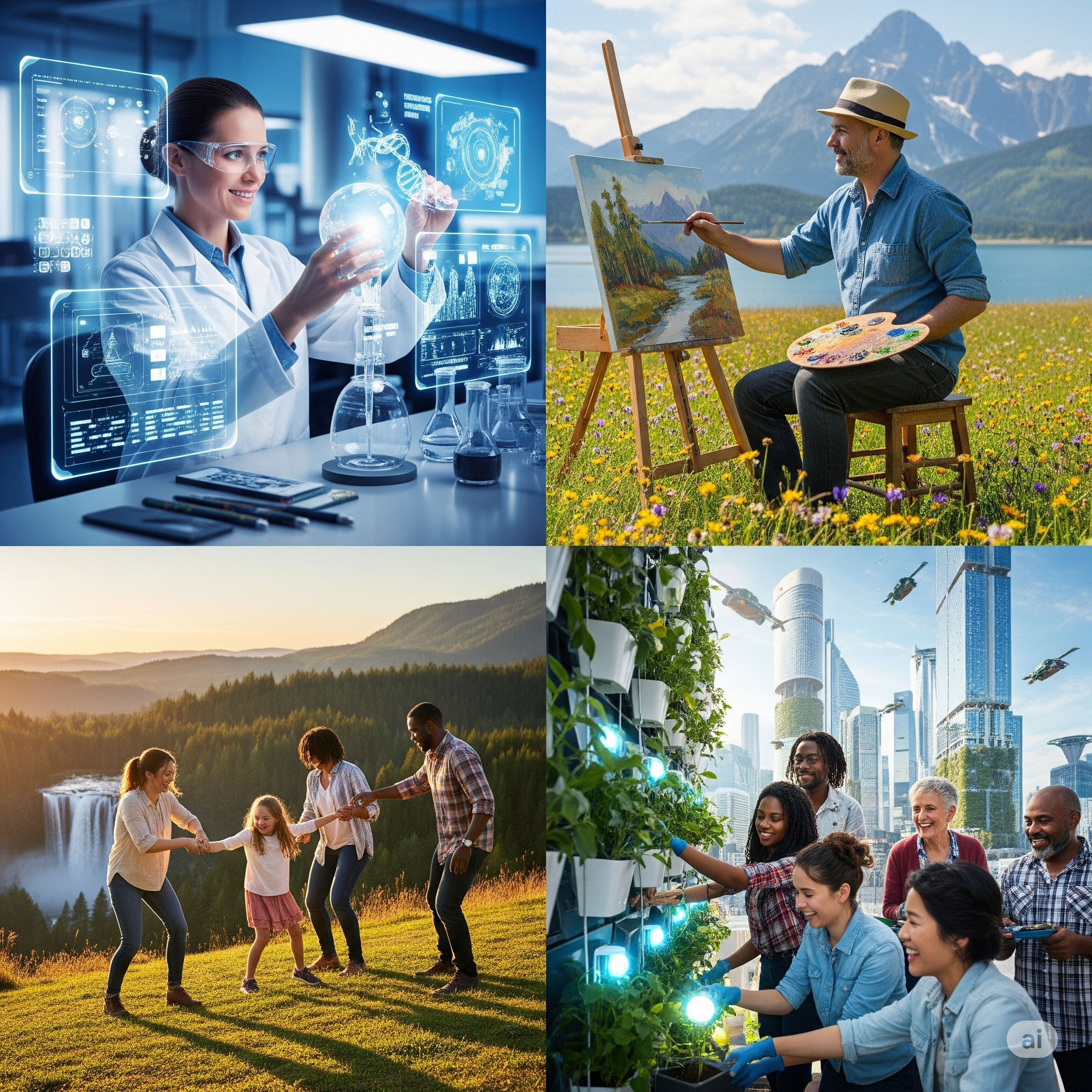 happy humans in a Basic universal capital economy