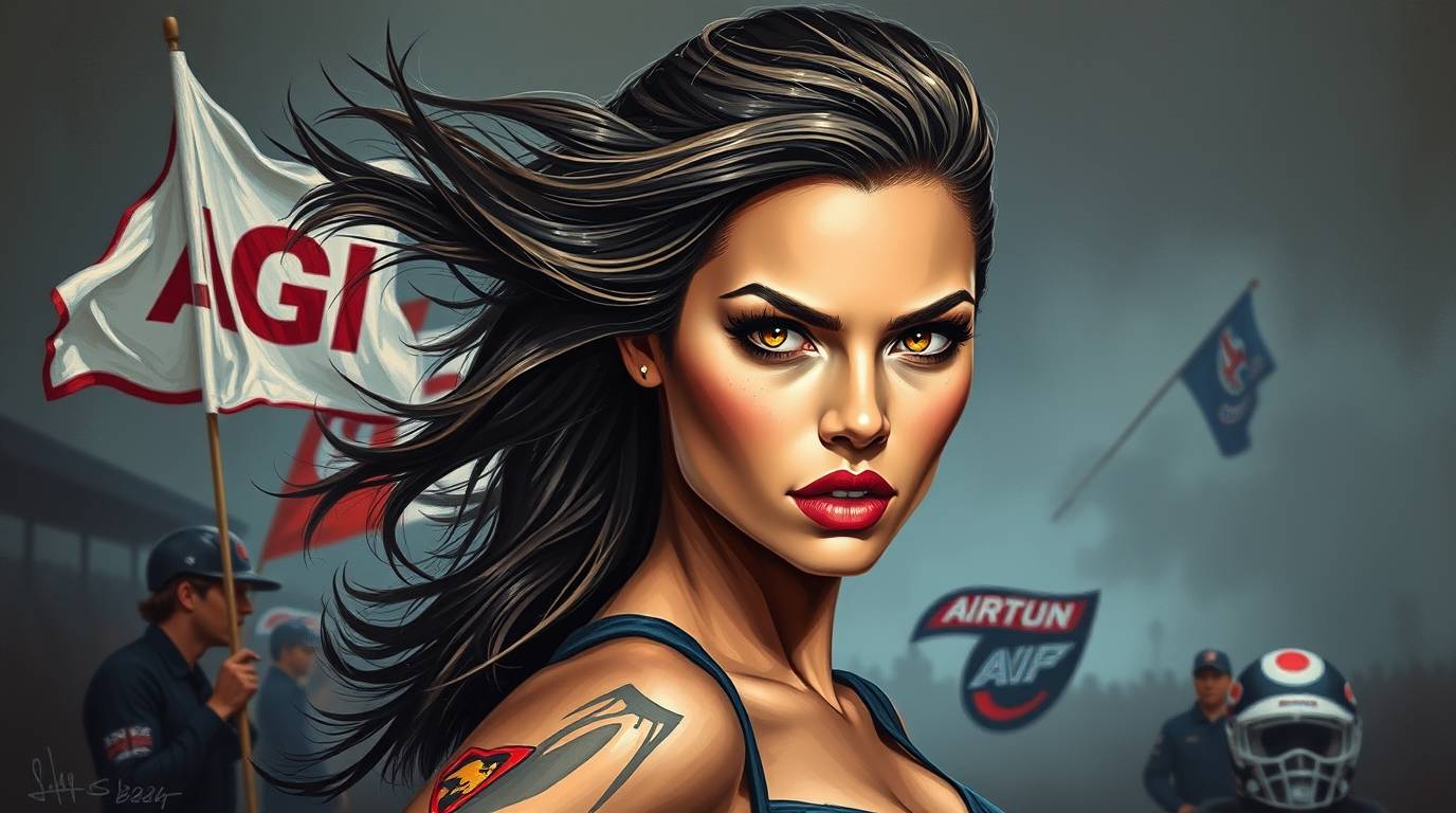A female avatar at the starting line in the race to AGI, Artificial General Intelligence